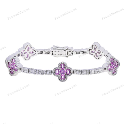 925 Sterling Silver Moissanite Clover Bracelet