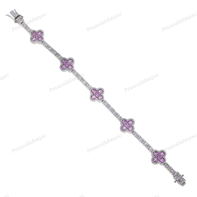 925 Sterling Silver Moissanite Clover Bracelet