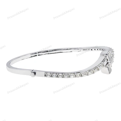 Emerald Cut Mossanite Bangle Bracelet For Women