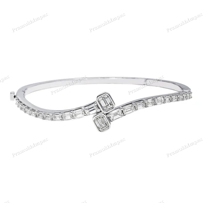 Emerald Cut Mossanite Bangle Bracelet For Women