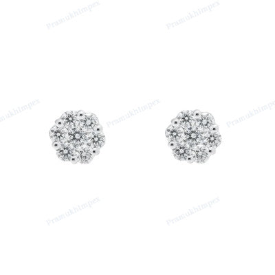 Round Shape Moissanite Diamond Custom Earrings