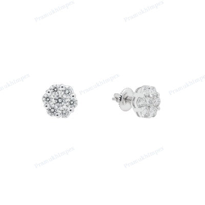 Round Shape Moissanite Diamond Custom Earrings