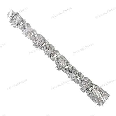 925 Silver Moissanite Flower Cross Bracelet