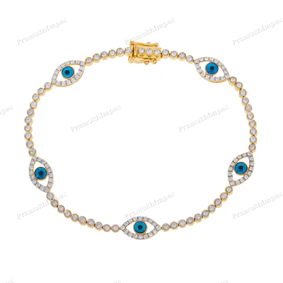 Moissanite Diamond Evil Eye Gold Plated Bracelet