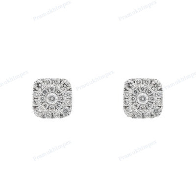 925 Sterling Silver Gold Plated Colorless Diamond Earring