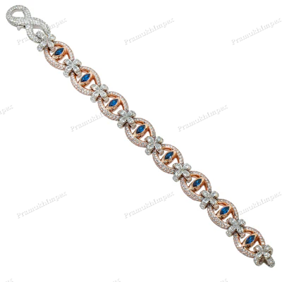 Two Tone Moissanite Diamond Eye Clover Bracelet