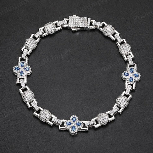 925 Sterling Silver 10mm VVS1 Moissanite Clover Bracelet For Women