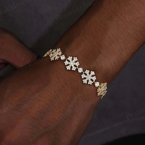 13mm VVS D Moissanite Sterling Silver Snowflake Bracelet For Unisex