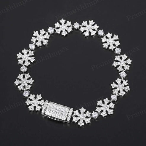 13mm VVS D Moissanite Sterling Silver Snowflake Bracelet For Unisex