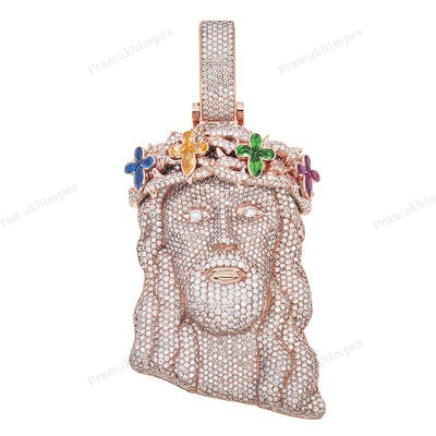 925 Sterling Silver Gold Plated Jesus Face Pendant