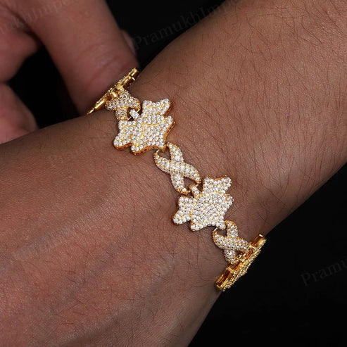 8mm Yellow Gold Plated 925 Silver Moissanite Orchid Bracelet