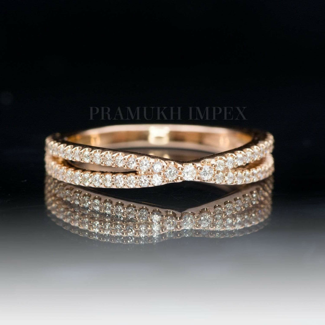 Split Shank Wedding Band, 14k Stakingt Engagement Ring , 0.71ct Half Eternity Stackable Ring,Moissanite Wedding Ring,Art Deco Wedding Band