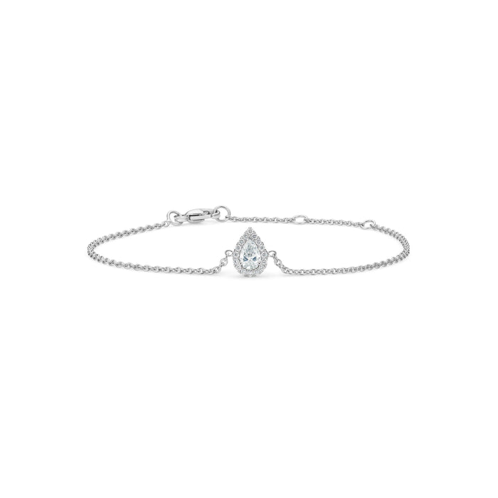 Pear moissanite white gold vintage unique Diamond Halo Bracelet Elegant Delicate Solitaire Dainty Fancy Wedding anniversary gift for Women