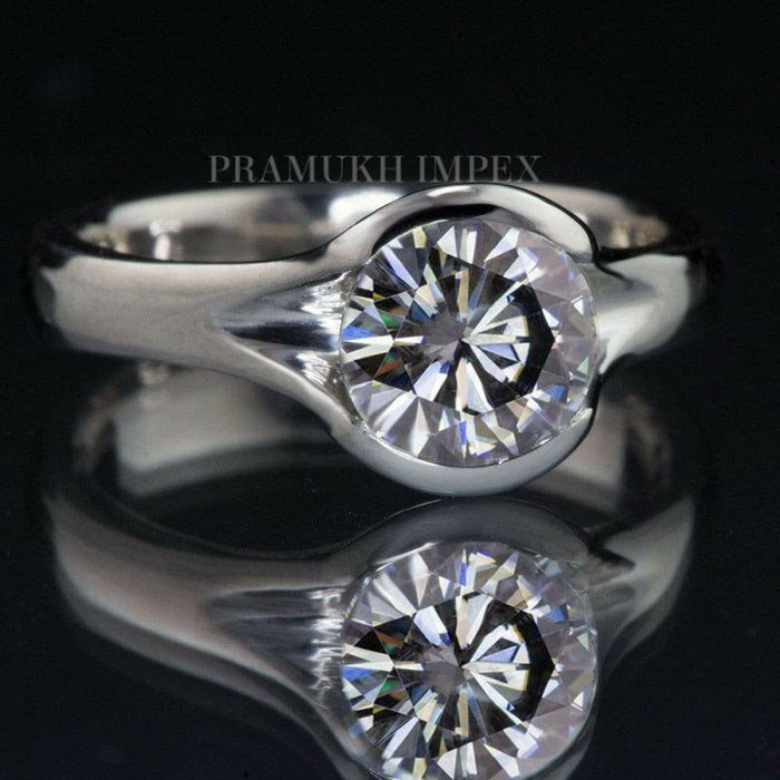 1.00 ct Diamond engagement ring white gold Semi Bazel promises ring unique art deco moissanite wedding band anniversary Gift For her on etsy - pramukhimpex