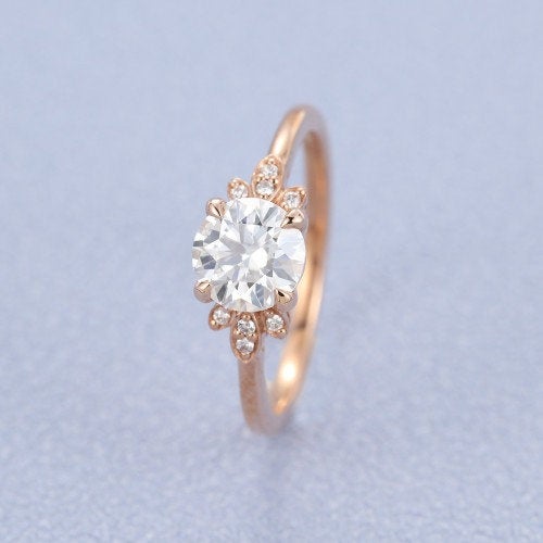 1.00 Ct Round Engagement Ring rose gold  women Simple wedding ring Promise Diamond Anniversary Ring For Women on etsy - pramukhimpex