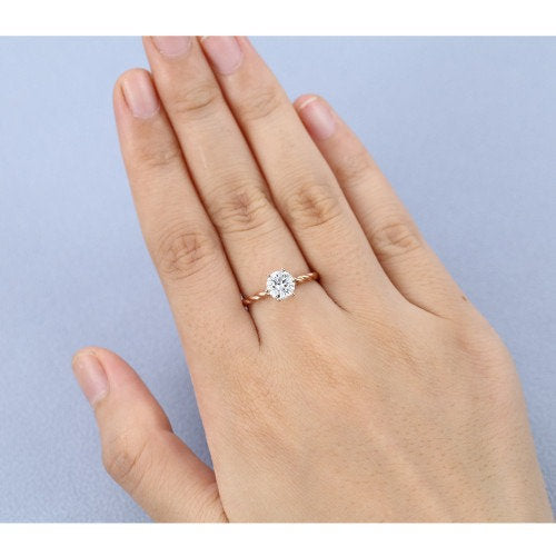 Classic round engagement ring Solitaire diamond ring vintage 6 prong Solitaire ring Dainty Round Cut Solitaire Engagement ring for women - pramukhimpex