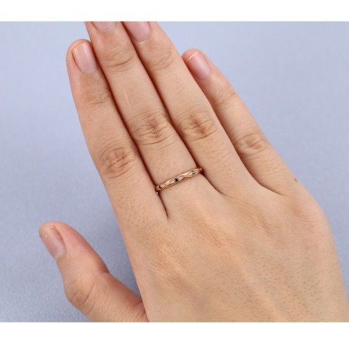 Unique Moissanite wedding band women Full eternity band Rose gold wedding band vintage Stacking Matching bridal ring promise ring - pramukhimpex