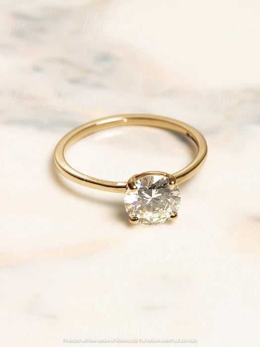 1.28 CT Round brilliant diamond engagement ring 10k/14k solid gold classic solitaire ring Vintage wedding for women unique ring on Etsy - pramukhimpex